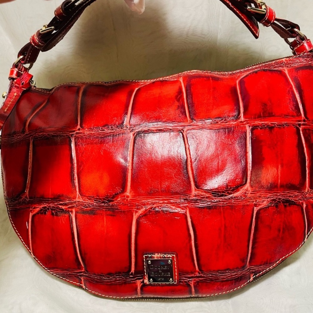 Dooney & Bourke Red Croc Embossed Hobo Bag